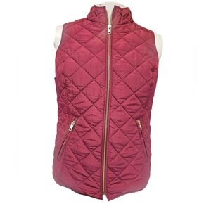 Crown & Ivy Quilted‎ Purple Vest with Gold Accents Size Small